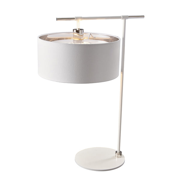 Product photograph of Elstead Balance 1 Light Table Lamp White And Polished Nickel from Olivia's