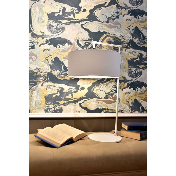 Product photograph of Elstead Balance 1 Light Table Lamp White And Polished Nickel from Olivia's.