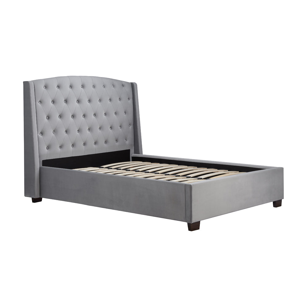 Product photograph of Olivia S Bailey Fabric Bed In Grey Velvet Super Kingsize from Olivia's