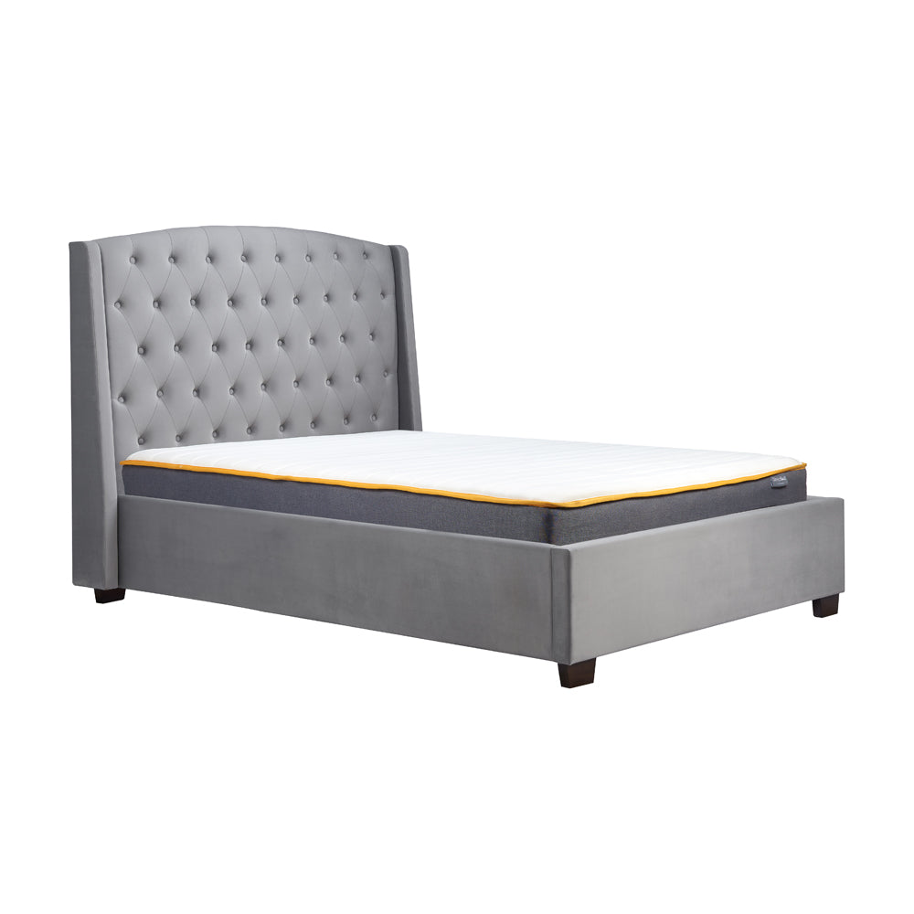 Product photograph of Olivia S Bailey Fabric Bed In Grey Velvet Double from Olivia's.