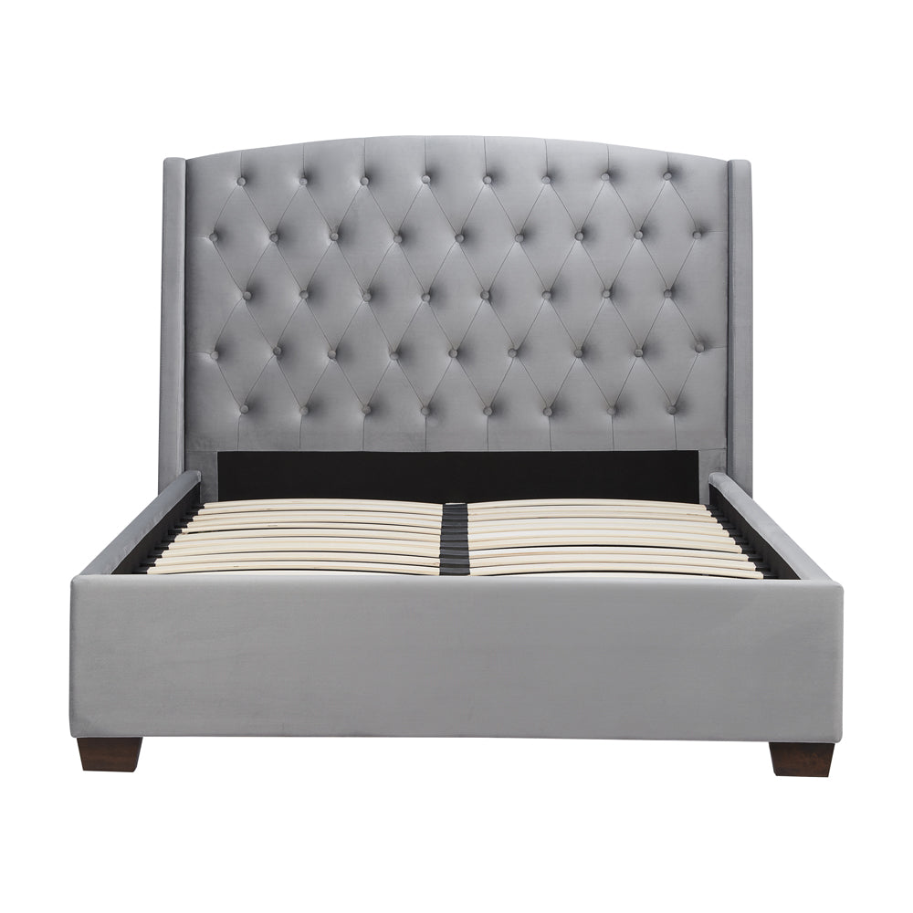 Product photograph of Olivia S Bailey Fabric Bed In Grey Velvet Super Kingsize from Olivia's.