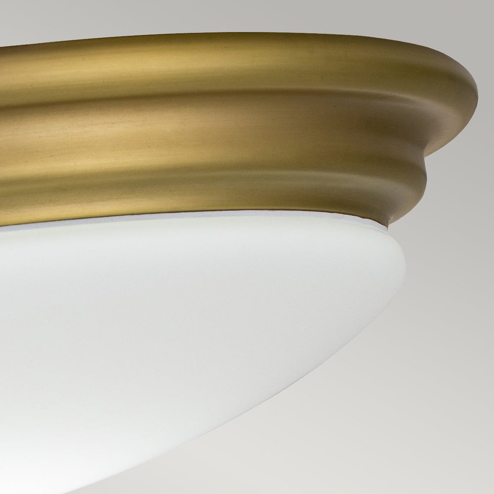 Product photograph of Elstead Lighting Brompton 1 Light Flush Mount Light In Brushed Brass from Olivia's.