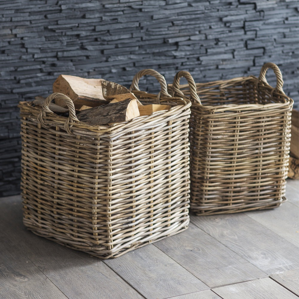 Product photograph of Garden Trading Set Of 2 Square Baskets In Rattan from Olivia's