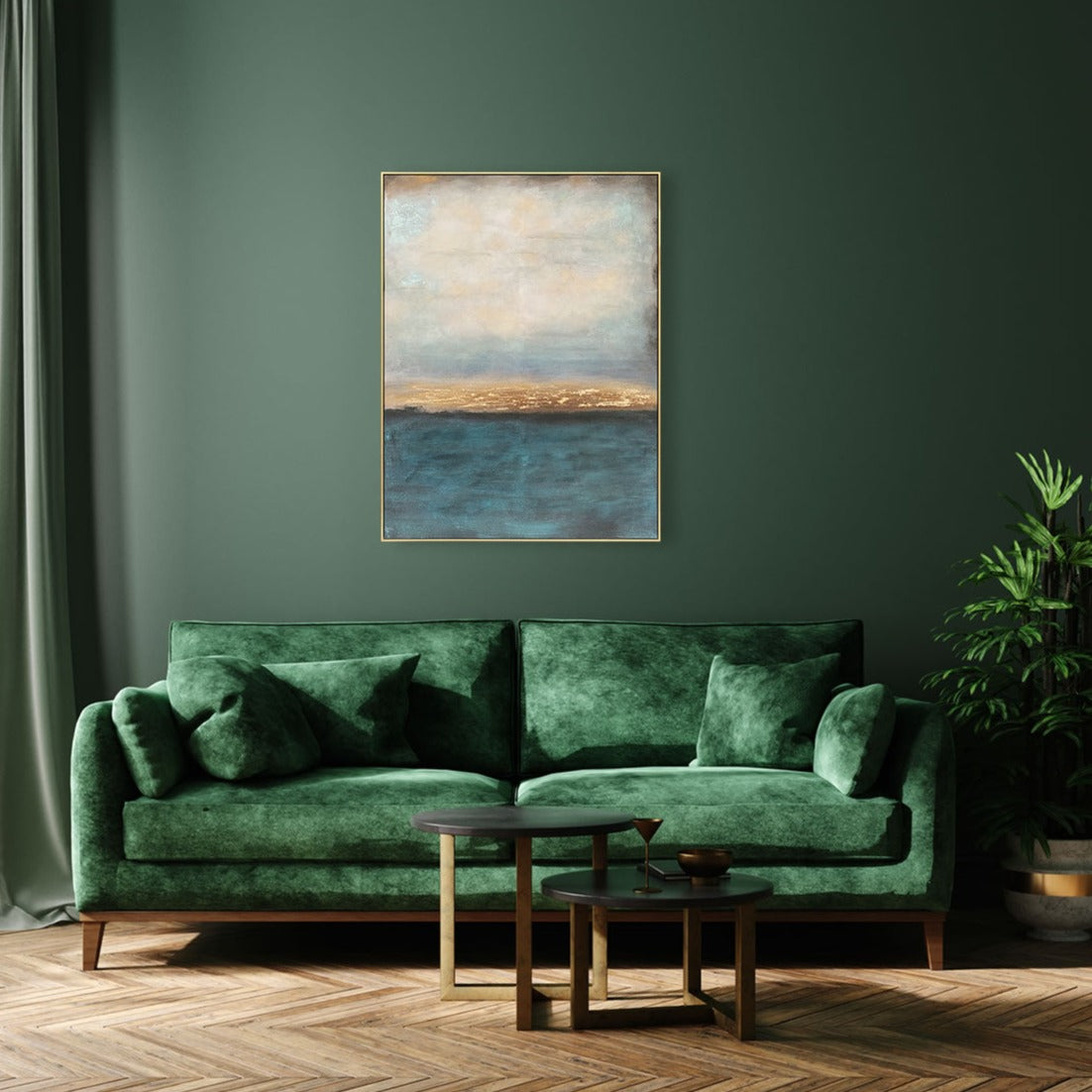 Product photograph of Berkeley Designs Oil Painting On Canvas 28 Wall Art Blue And Gold from Olivia's.
