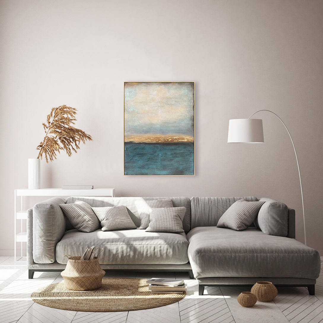 Product photograph of Berkeley Designs Oil Painting On Canvas 28 Wall Art Blue And Gold from Olivia's