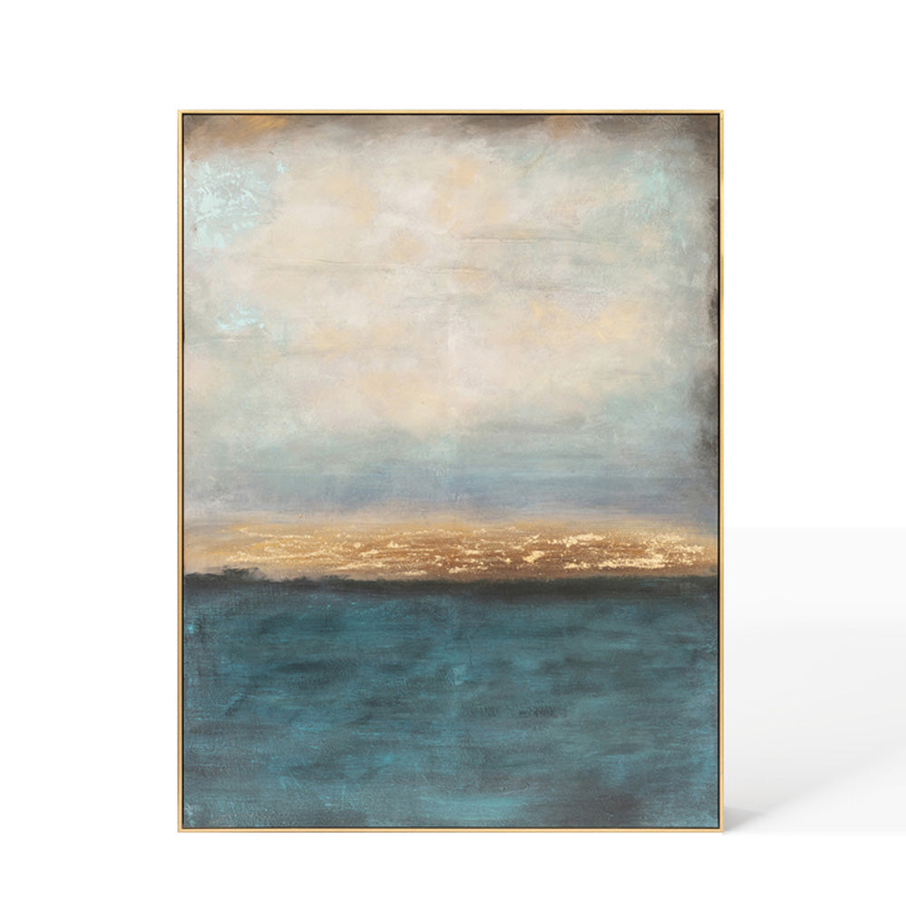 Product photograph of Berkeley Designs Oil Painting On Canvas 28 Wall Art Blue And Gold from Olivia's.