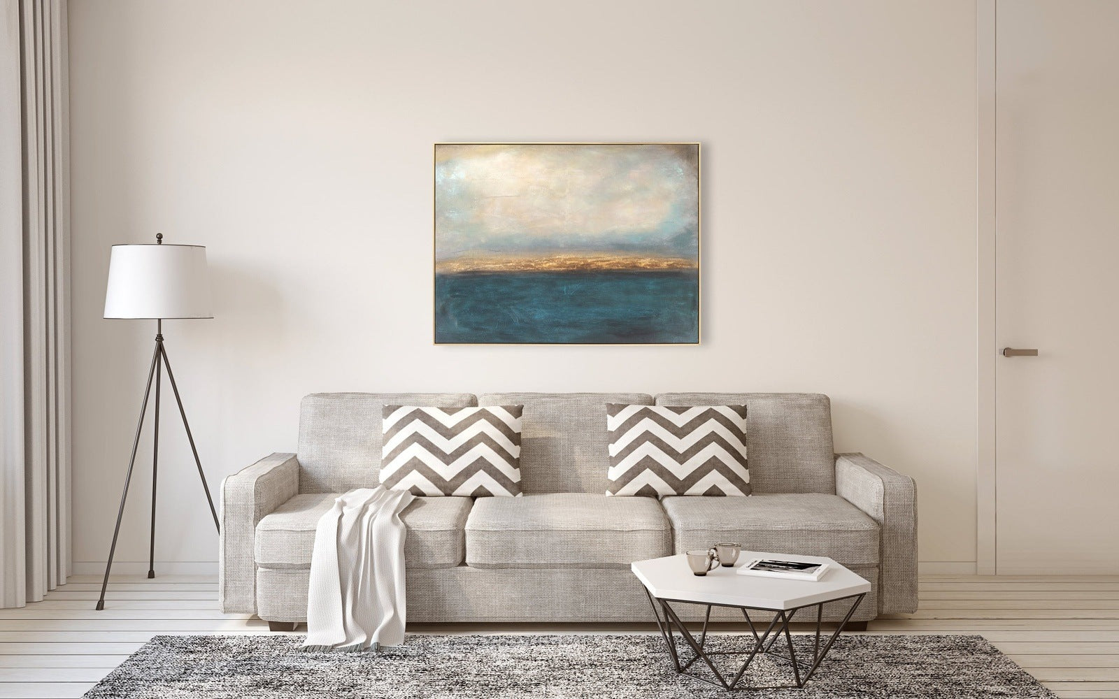 Product photograph of Berkeley Designs Oil Painting On Canvas 29 Wall Art Blue And Gold from Olivia's.