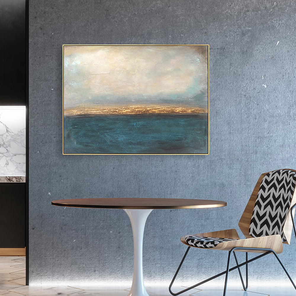 Product photograph of Berkeley Designs Oil Painting On Canvas 29 Wall Art Blue And Gold from Olivia's