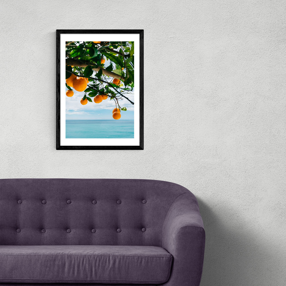 Product photograph of Amalfi Coast Oranges By Bethany Young - A3 Black Framed Art Print from Olivia's.