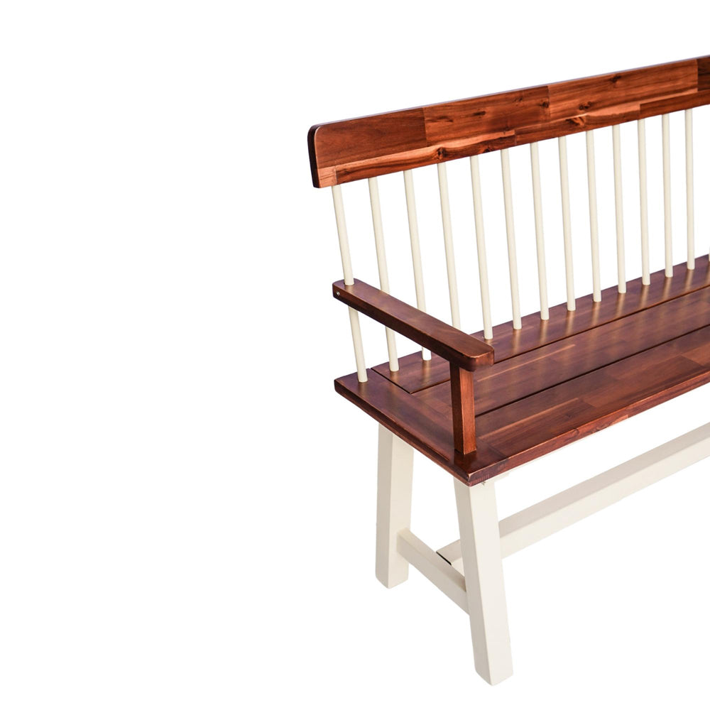 Product photograph of Ivyline Broadway Acacia Wood Cream Garden Bench from Olivia's.