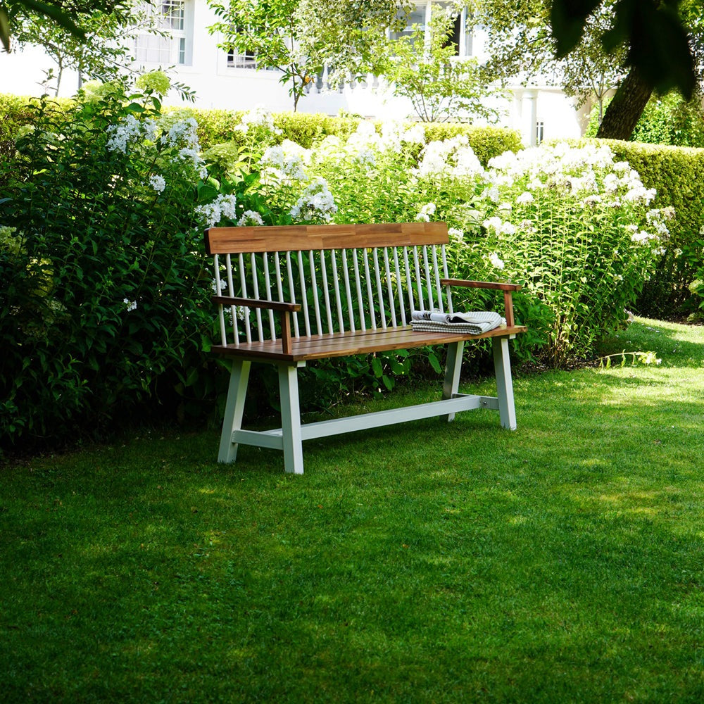 Product photograph of Ivyline Broadway Acacia Wood Cream Garden Bench from Olivia's.