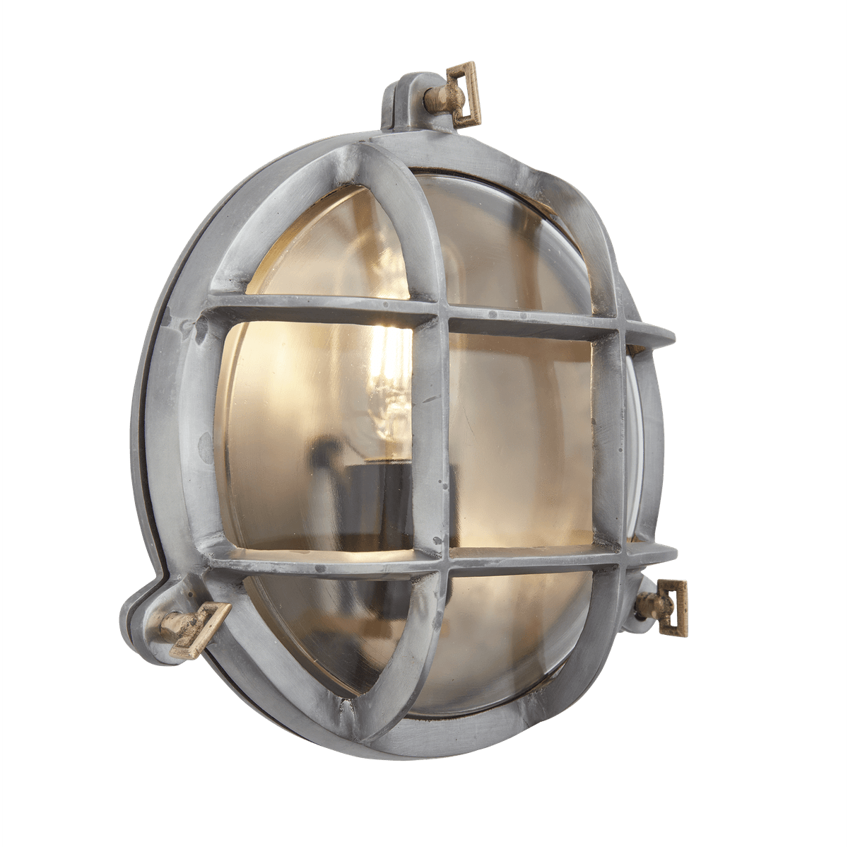 Product photograph of Industville Bulkhead Outdoor Bathroom Round Light - 8 Inch - Gunmetal Ribbed Wiring Back from Olivia's.