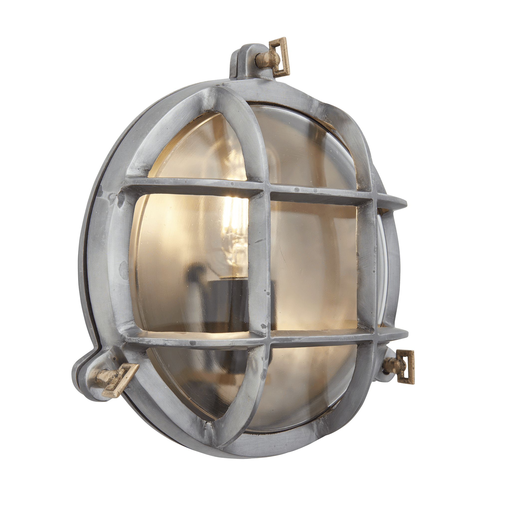 Product photograph of Industville Bulkhead Outdoor Bathroom Round Light - 8 Inch - Gunmetal Clear Wiring Side from Olivia's.
