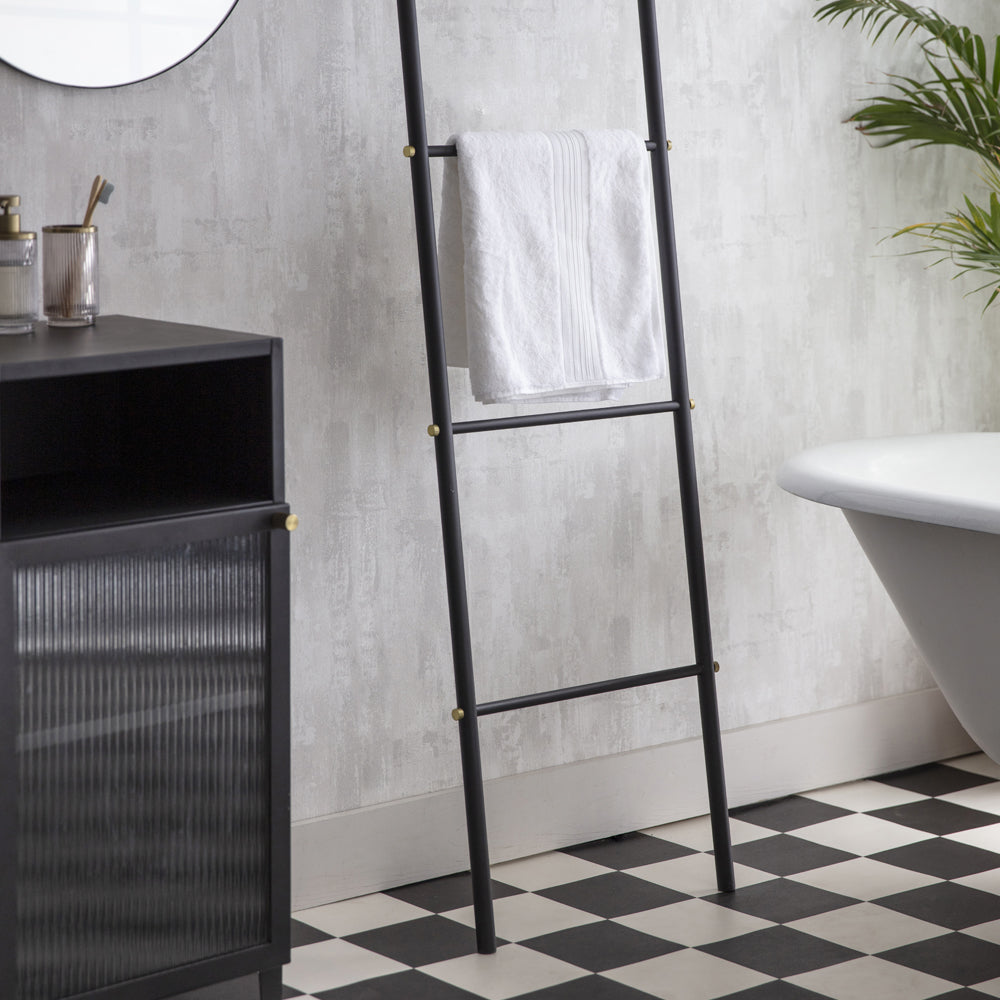 Product photograph of Garden Trading Adelphi Towel Ladder In Black Steel from Olivia's.