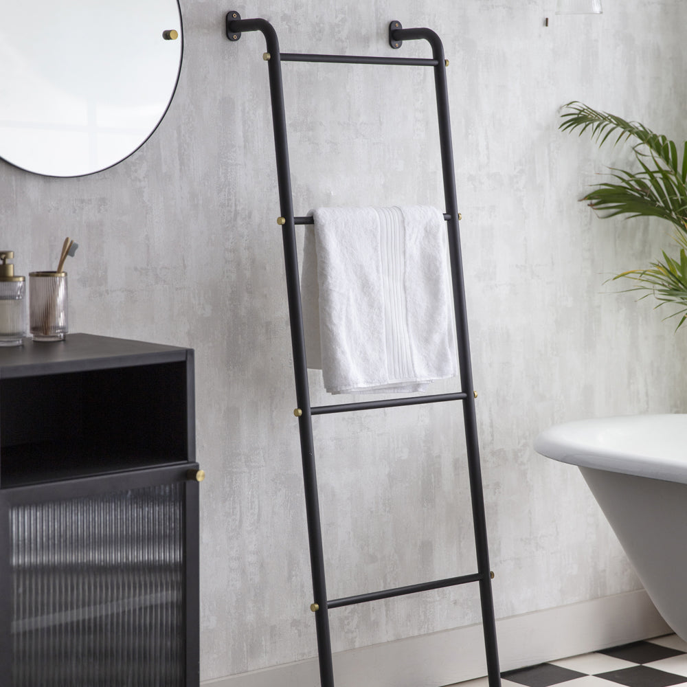 Product photograph of Garden Trading Adelphi Towel Ladder In Black Steel from Olivia's