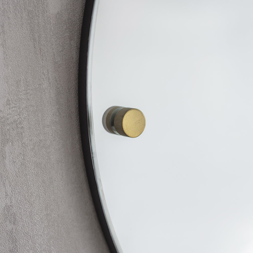 Product photograph of Garden Trading Adelphi Round Wall Mirror In Black Steel from Olivia's.