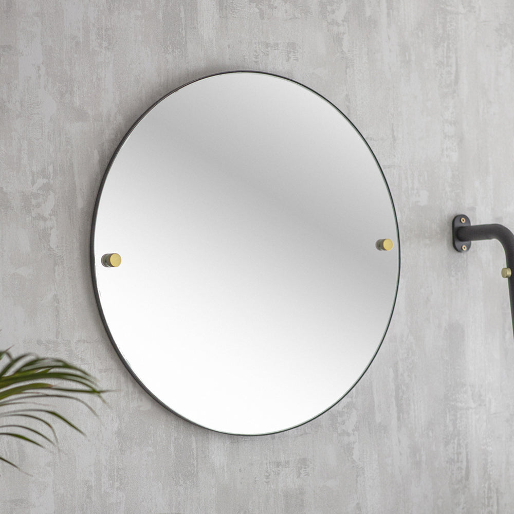 Product photograph of Garden Trading Adelphi Round Wall Mirror In Black Steel from Olivia's
