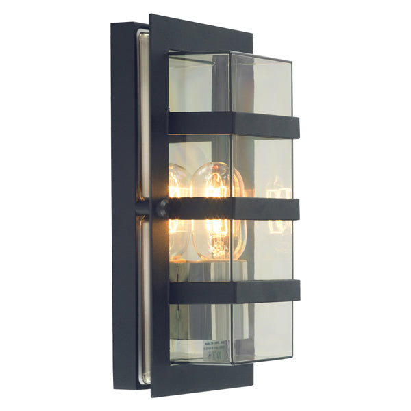 Elstead Boden 1 Light Wall Light Black With Clear Glass