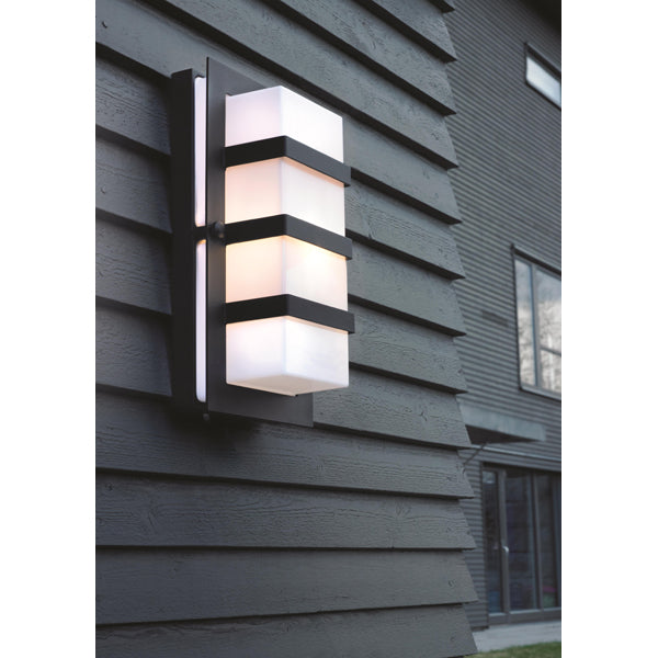 Product photograph of Elstead Boden 1 Light Wall Light Black With Opal Glass from Olivia's.