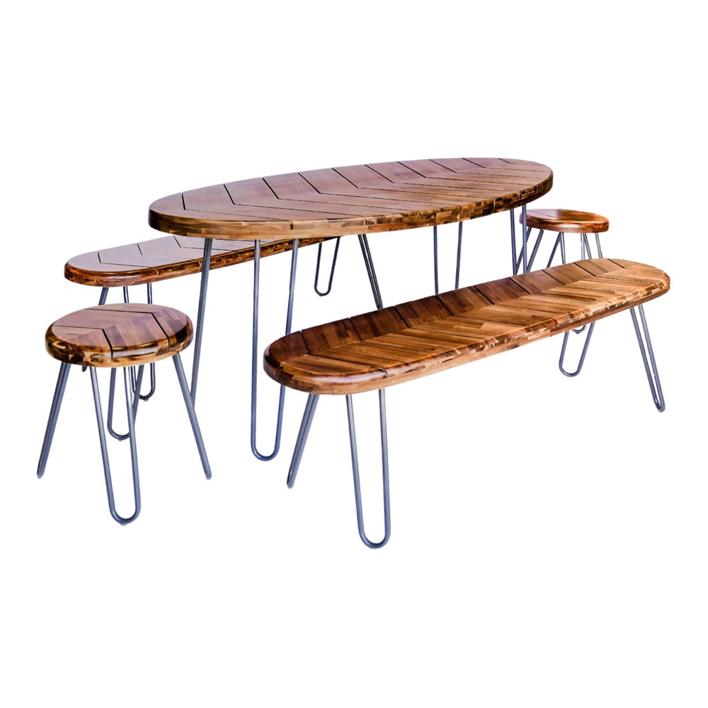 Product photograph of Ivyline Borough Acacia Wood 5 Piece Furniture Set from Olivia's