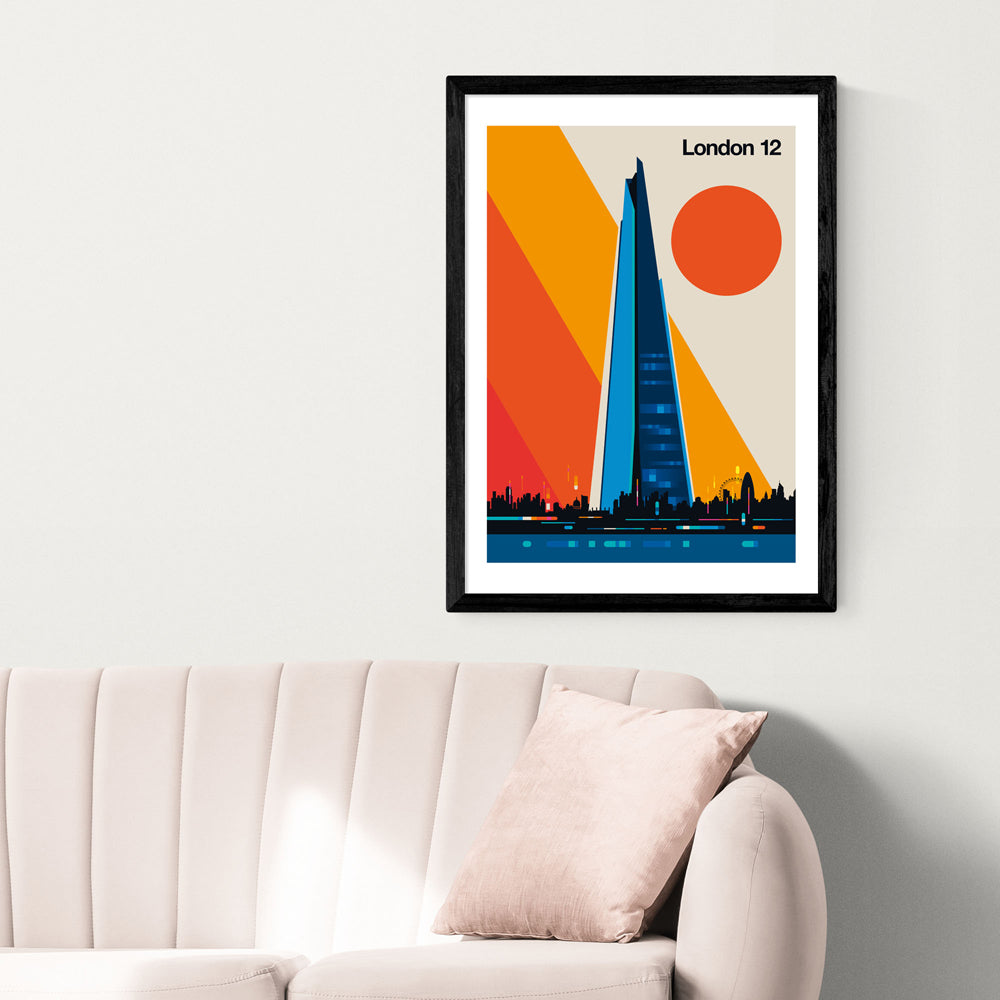 Product photograph of London 12 By Bo Lundberg - A2 Black Framed Art Print from Olivia's