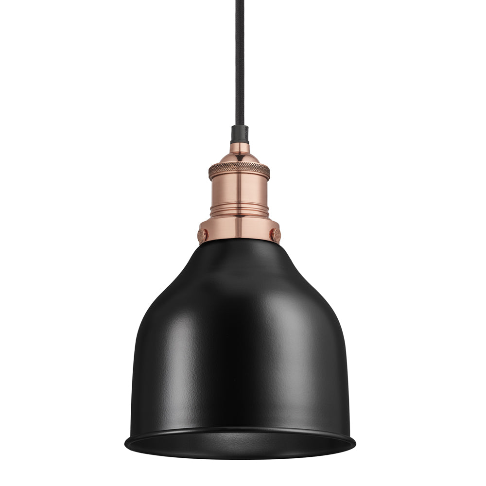 Product photograph of Industville Brooklyn 7 Inch Cone Pendant Black And Copper Holder from Olivia's.