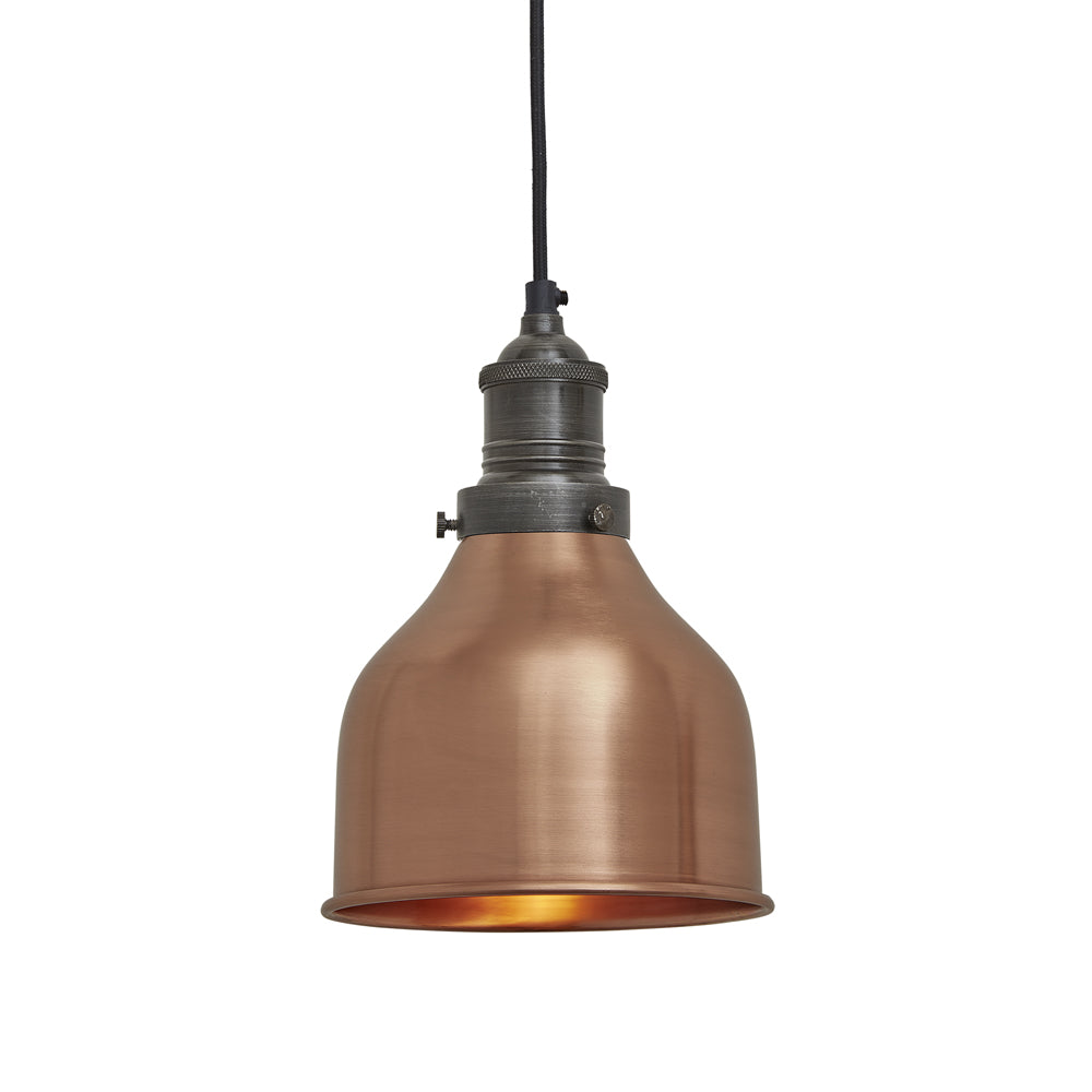 Product photograph of Industville Brooklyn Cone Copper Pendant With Plug 7 Inch Pewter Holder With Plug from Olivia's.