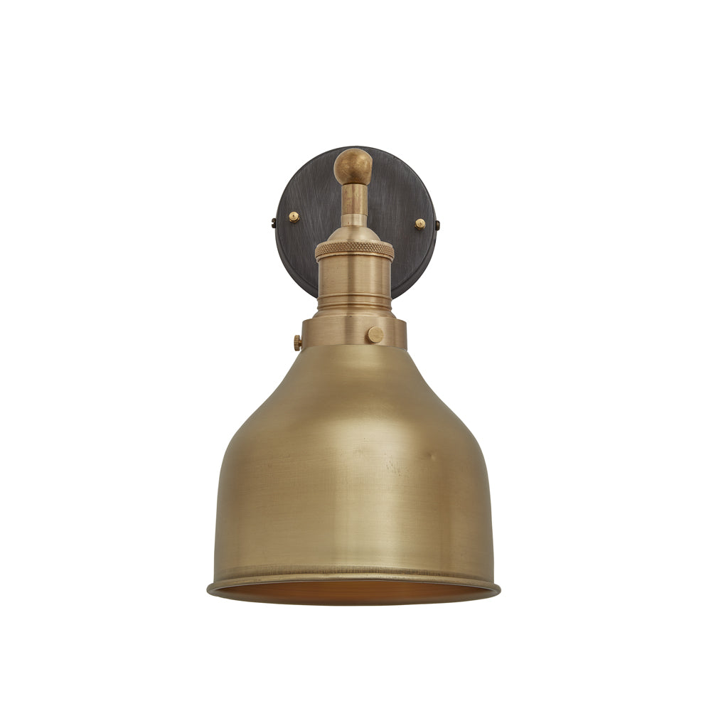 Industville Brooklyn Cone Brass Wall Light 7 Inch Pewter Holder With Plug