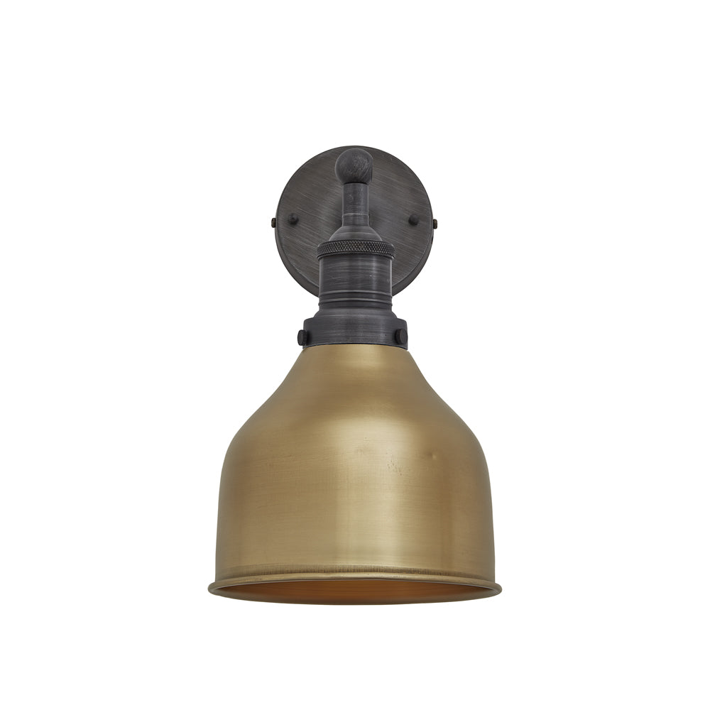 Product photograph of Industville Brooklyn Cone Brass Wall Light With Plug 7 Inch Brass Holder With Plug from Olivia's.