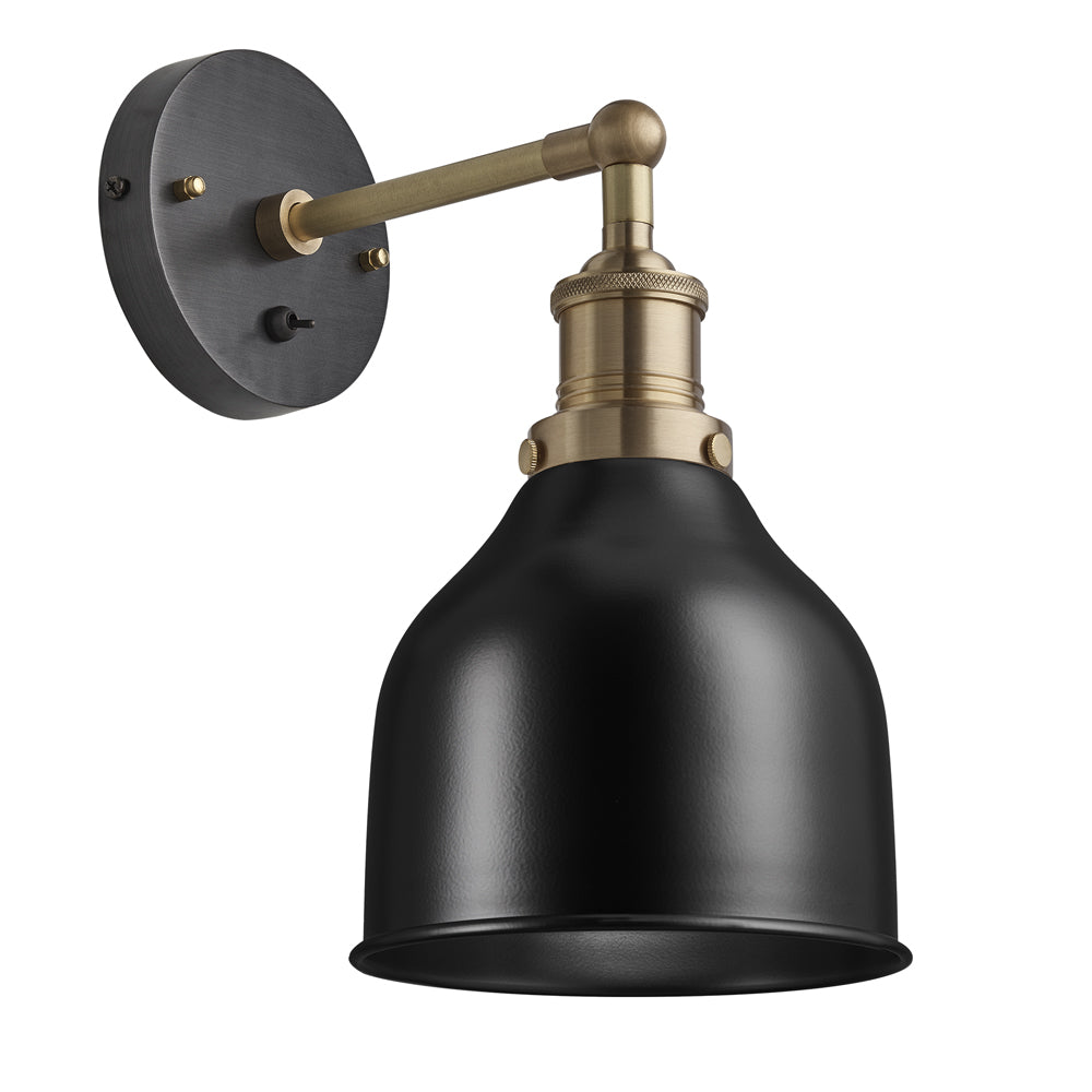 Product photograph of Industville Brooklyn 7 Inch Cone Wall Light Black And Black Holder from Olivia's.