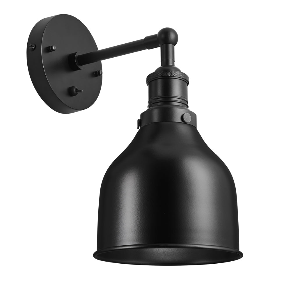 Industville Brooklyn 7 Inch Cone Wall Light Black And Black Holder