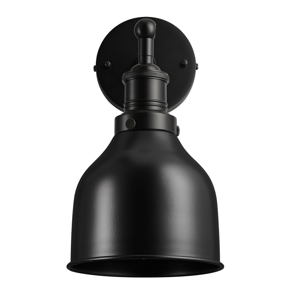 Product photograph of Industville Brooklyn 7 Inch Cone Wall Light Black And Black Holder from Olivia's.