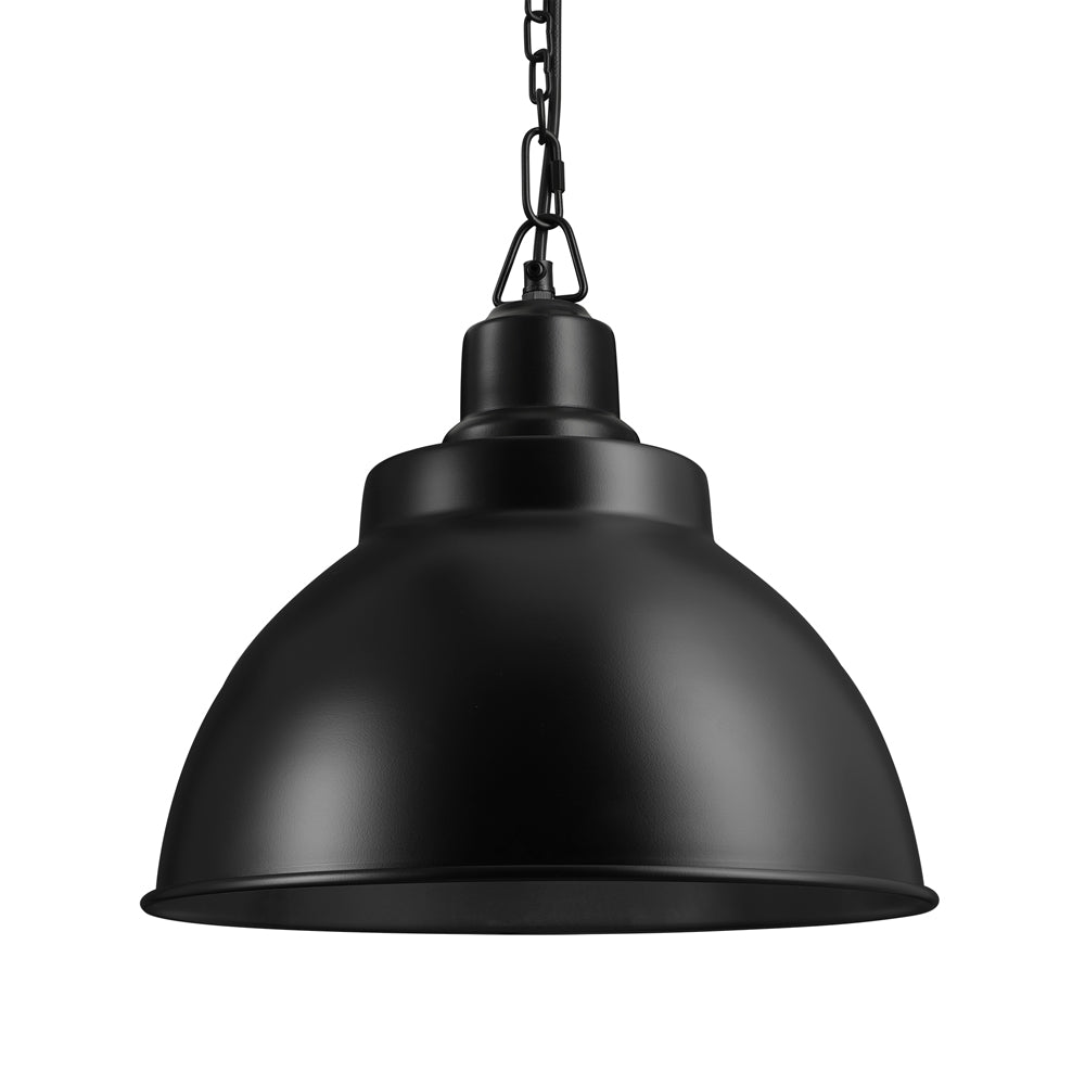 Industville Brooklyn 13 Inch Dome Pendant Black And Light Pewter Chain Holder