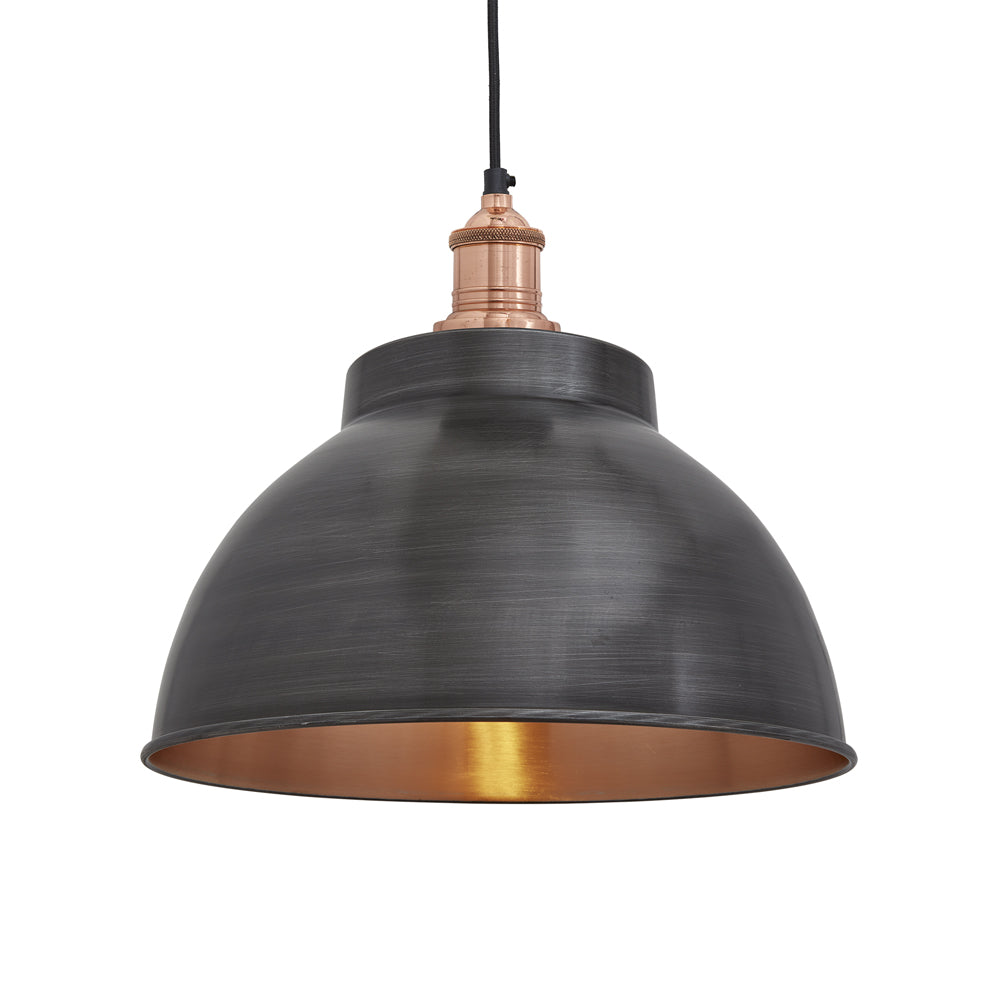 Product photograph of Industville Brooklyn Dome Pewter And Copper Pendant With Plug 13 Inch Pewter Holder from Olivia's
