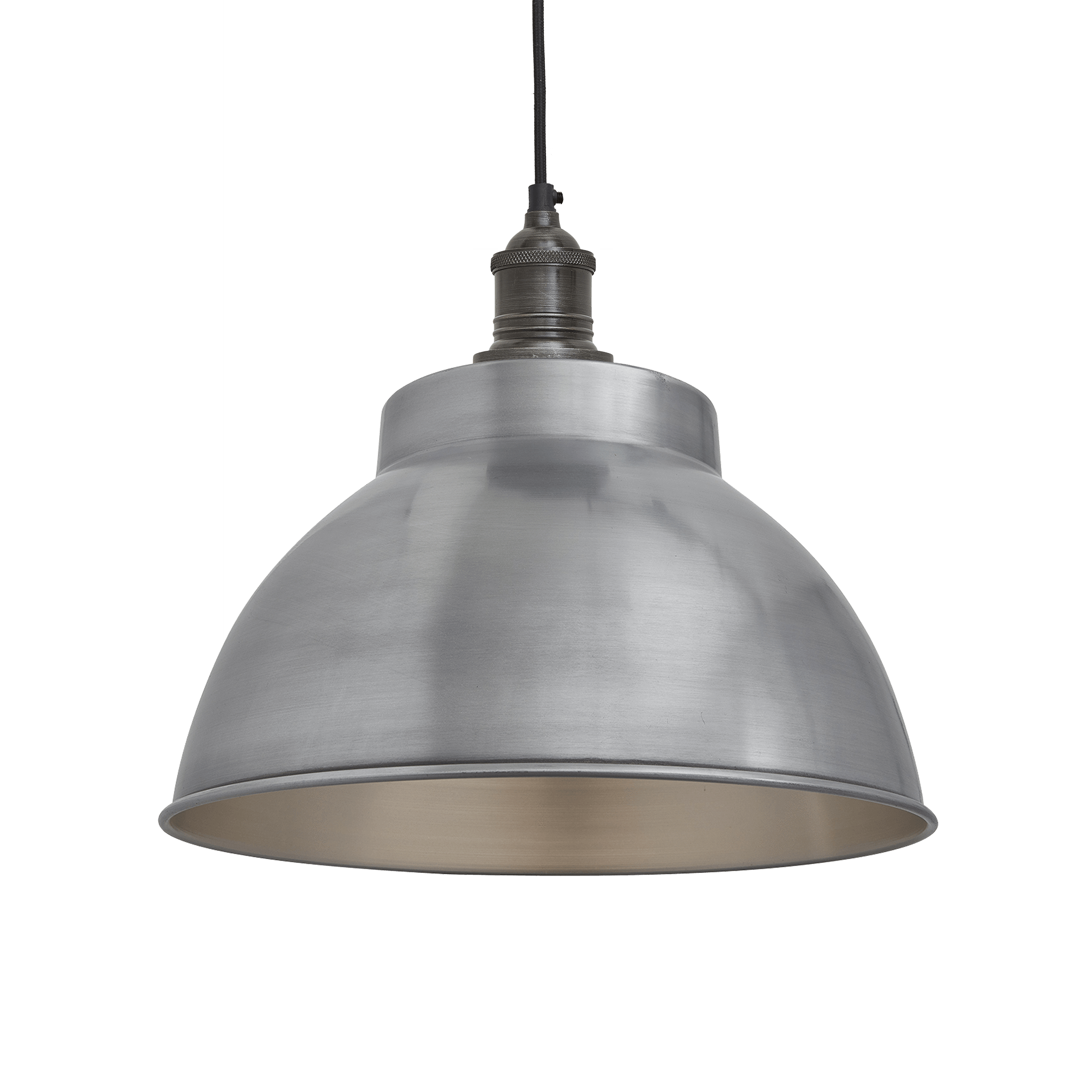 Industville Brooklyn Dome Pendant 13 Inch Light Pewter Dome Pewter Holder Pewter