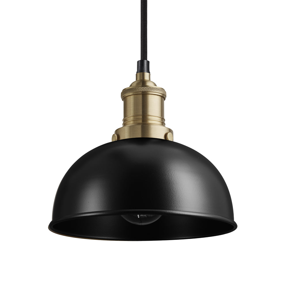 Product photograph of Industville Brooklyn 8 Inch Dome Pendant Black And Black Holder from Olivia's.