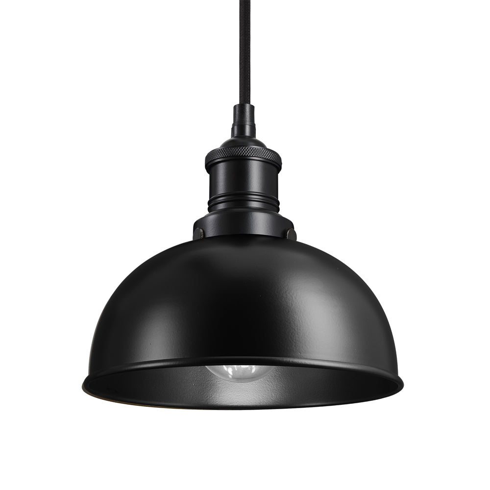 Product photograph of Industville Brooklyn 8 Inch Dome Pendant Black And Copper Holder from Olivia's