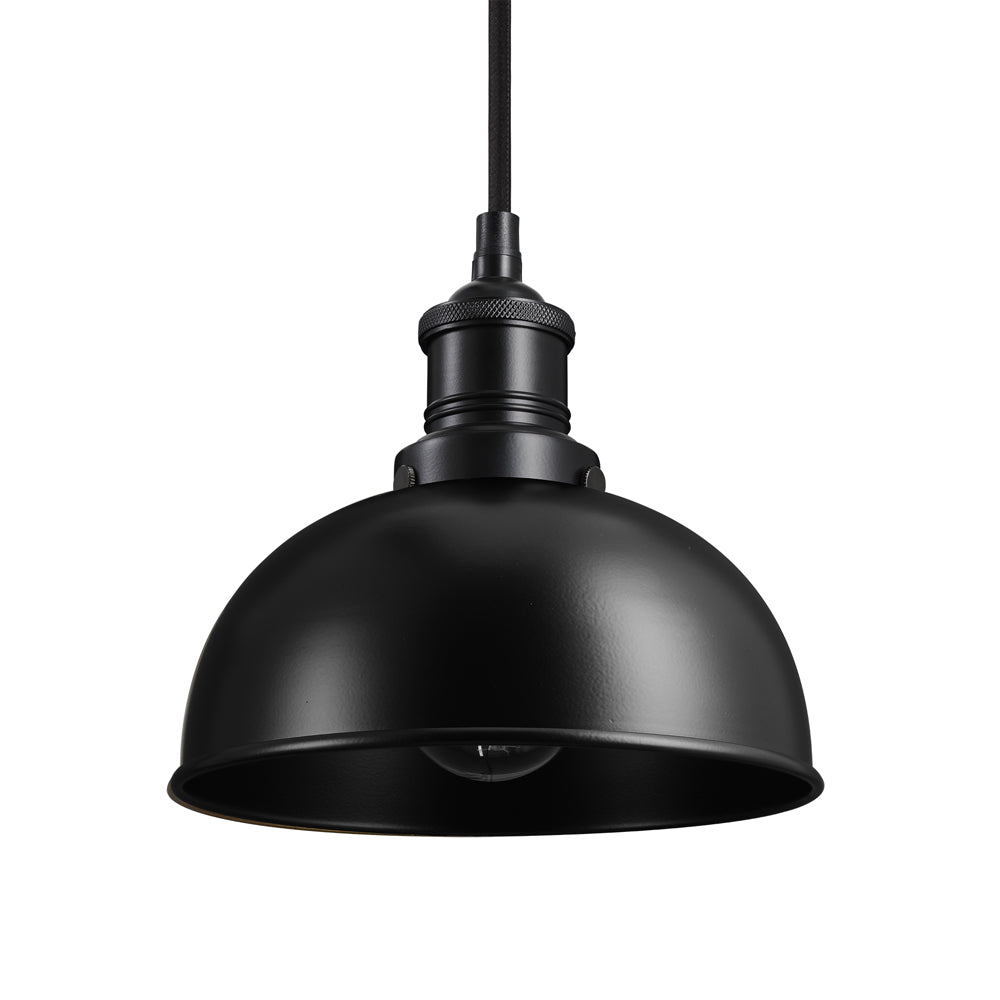 Product photograph of Industville Brooklyn 8 Inch Dome Pendant Black And Black Holder from Olivia's.