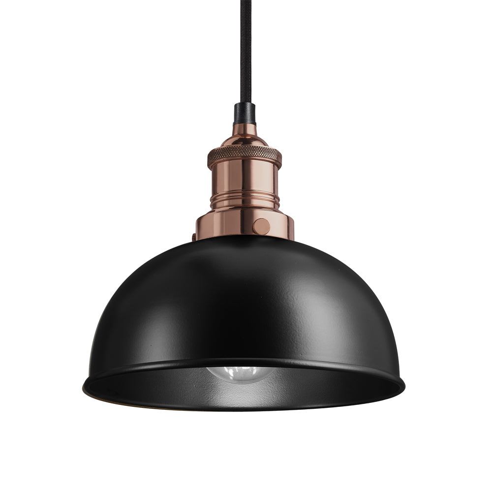 Product photograph of Industville Brooklyn 8 Inch Dome Pendant Black And Black Holder from Olivia's.