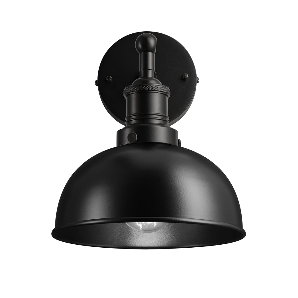 Product photograph of Industville Brooklyn 8 Inch Dome Wall Light Black And Brass Holder from Olivia's.