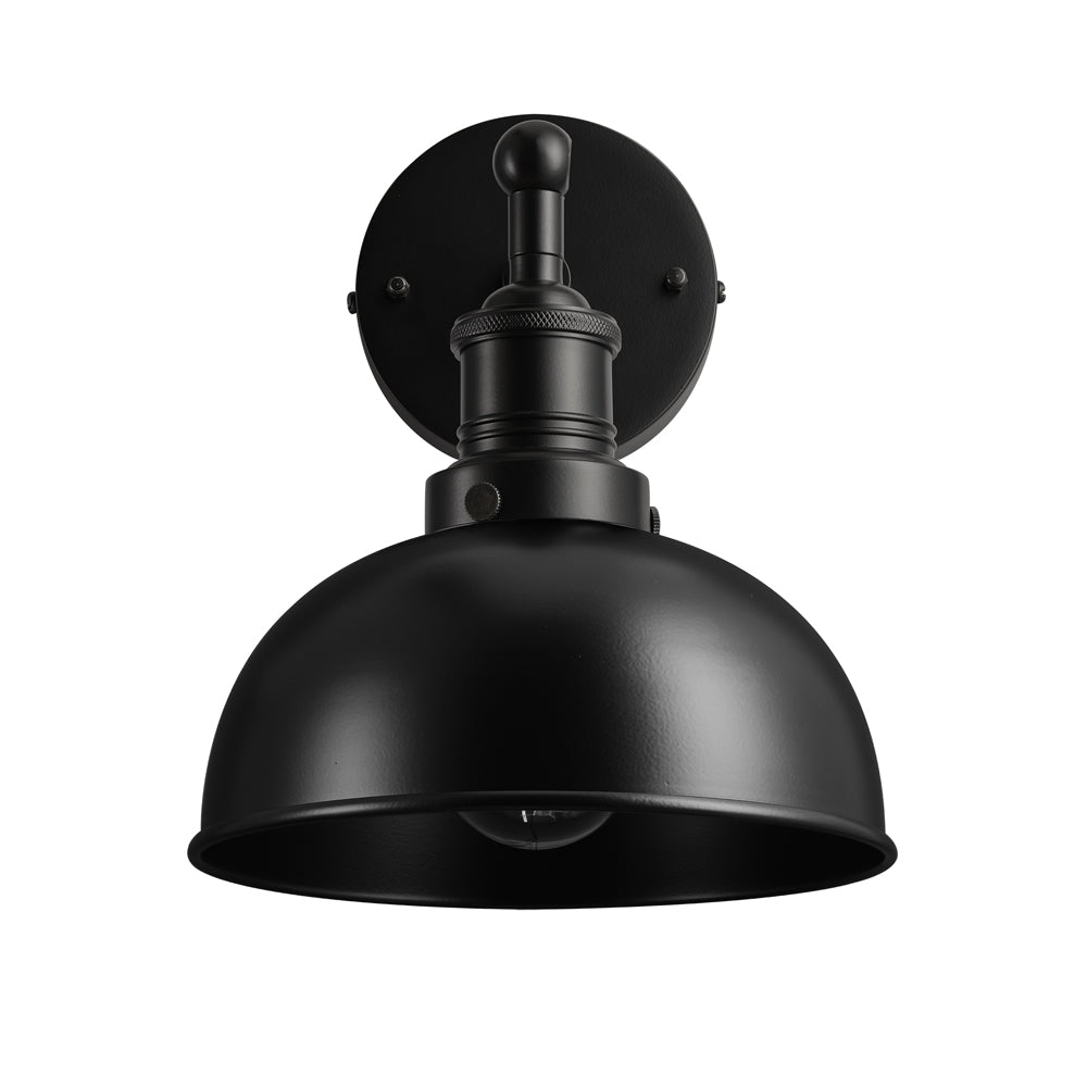 Product photograph of Industville Brooklyn 8 Inch Dome Wall Light Black And Brass Holder from Olivia's.