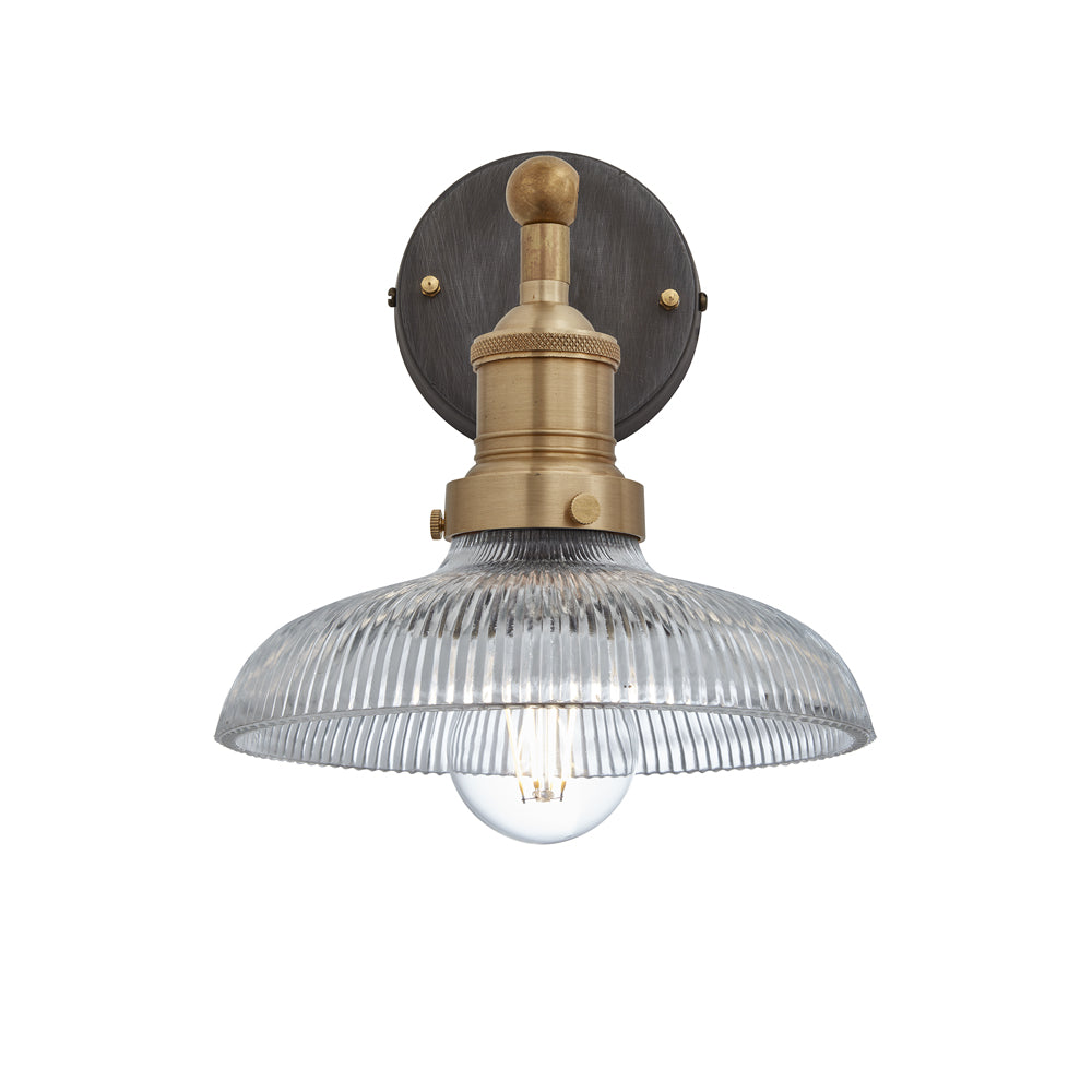 Product photograph of Industville Brooklyn Glass Dome Wall Light With Plug 8 Inch Brass Holder With Plug from Olivia's