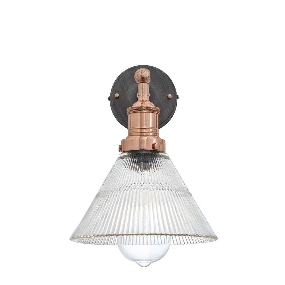 Product photograph of Industville Brooklyn Glass Funnel Wall Light With Plug 7 Inch Brass Holder With Plug from Olivia's.