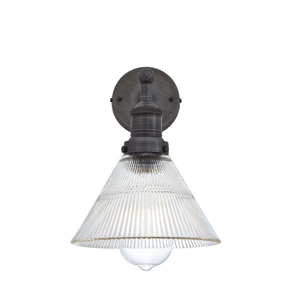 Product photograph of Industville Brooklyn Glass Funnel Wall Light With Plug 7 Inch Pewter Holder With Plug from Olivia's.