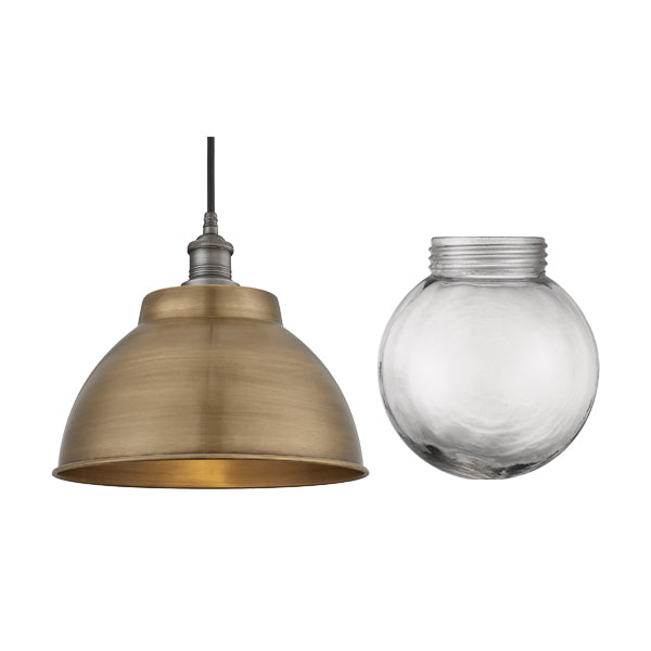 Product photograph of Industville Brooklyn Outdoor Bathroom Dome Pendant - 13 Inch - Globe And Brass Dome With Pewter Holder Pewter Globe from Olivia's