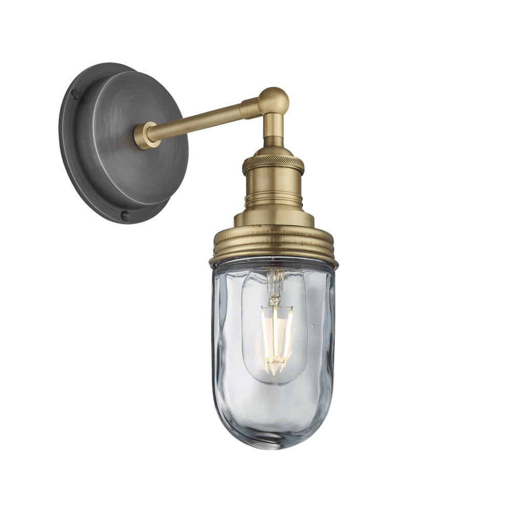 Product photograph of Industville Brooklyn Outdoor Bathroom Wall Light - Brass from Olivia's.
