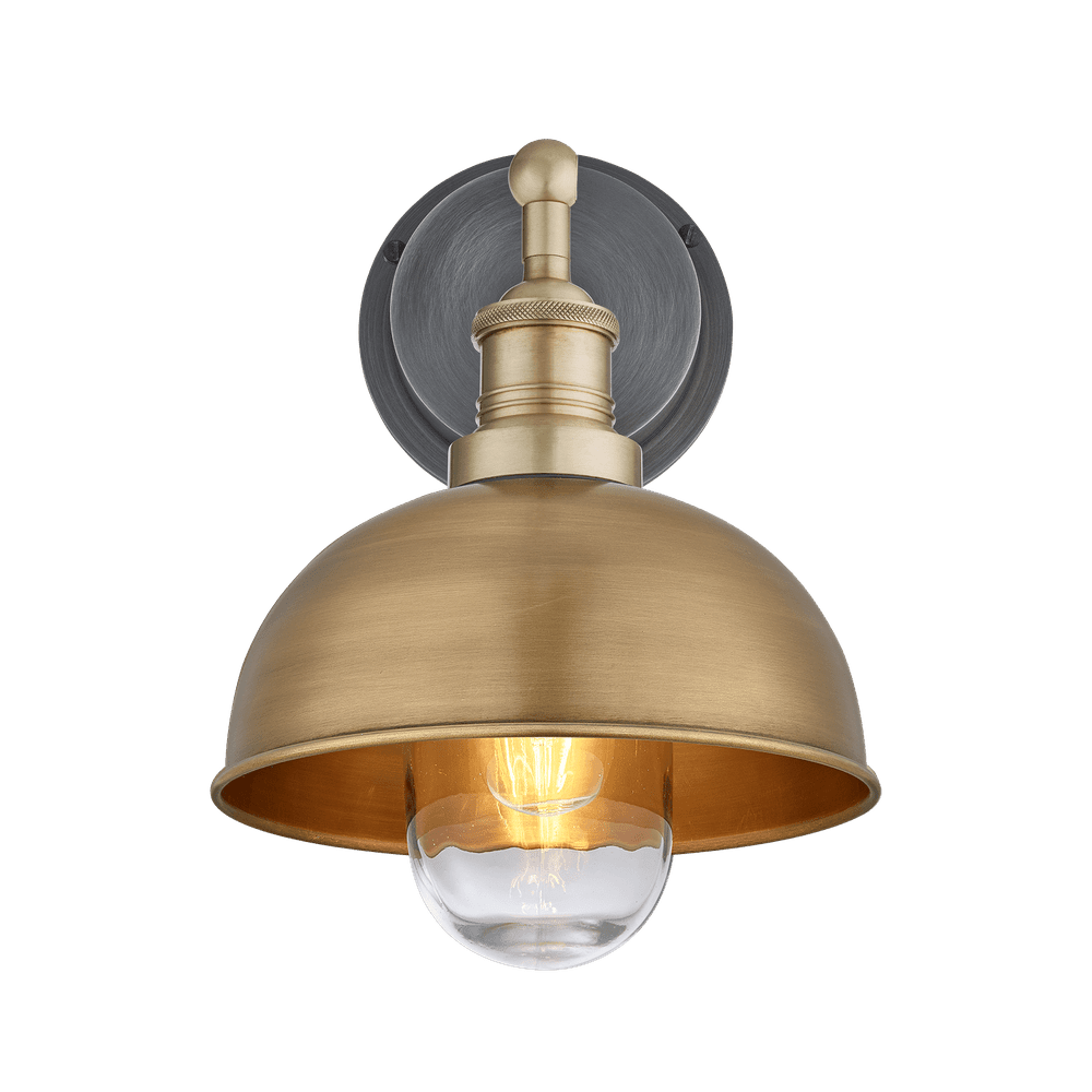Product photograph of Industville Brooklyn Outdoor Bathroom Dome Wall Light - 8 Inch - Brass Pewter Brass from Olivia's