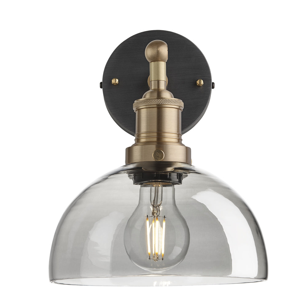 Product photograph of Industville Brooklyn 8 Inch Tinted Glass Dome Pendant Smoke Grey Tinted Glass And Copper Holder from Olivia's.