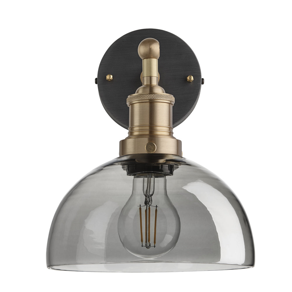 Product photograph of Industville Brooklyn 8 Inch Tinted Glass Dome Pendant Smoke Grey Tinted Glass And Pewter Holder from Olivia's.