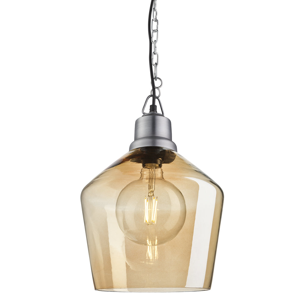 Product photograph of Industville Brooklyn Tinted Glass Schoolhouse Amber Pendant 5 5 Inch Copper Holder from Olivia's.